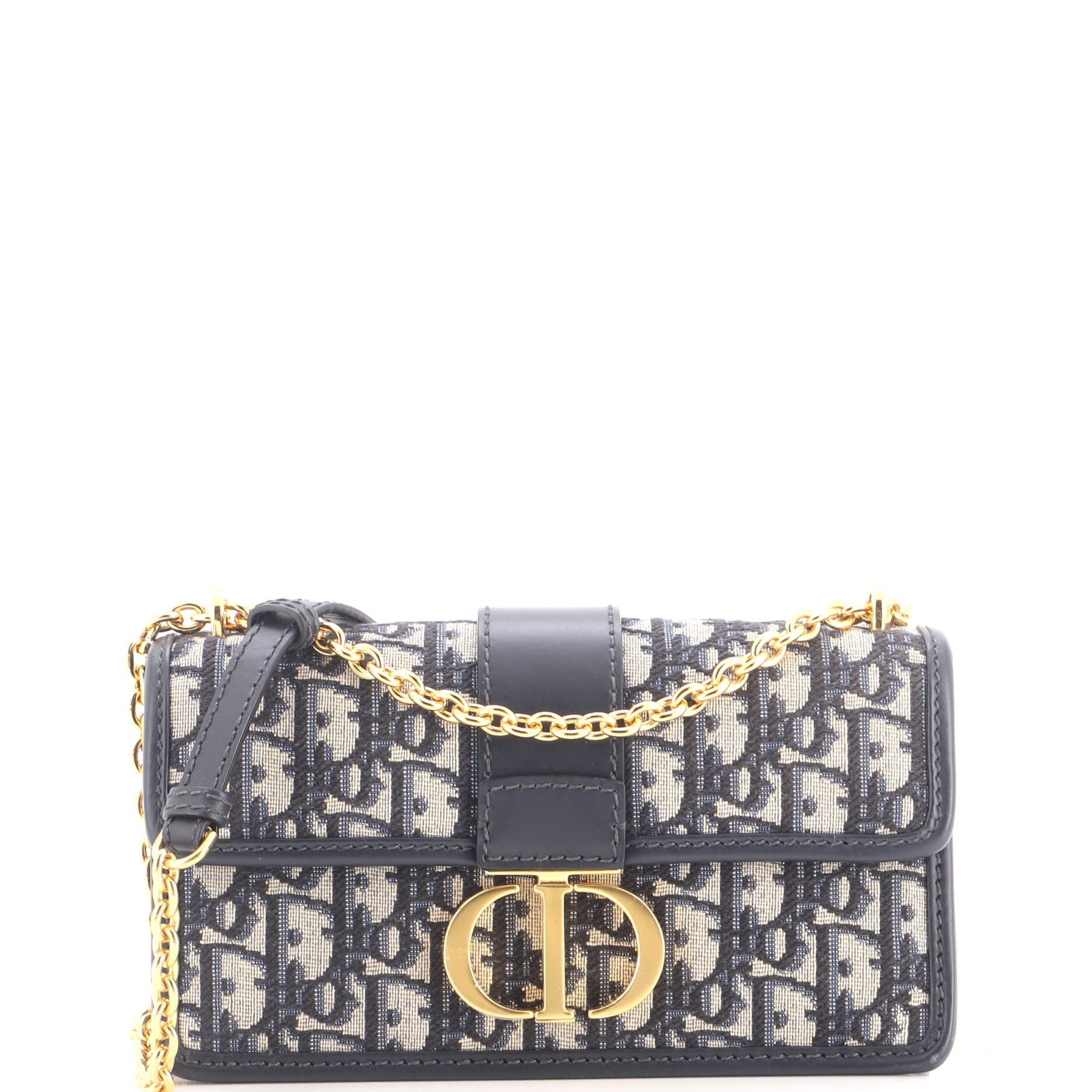 30 Montaigne Chain Flap Bag Oblique Canvas East West