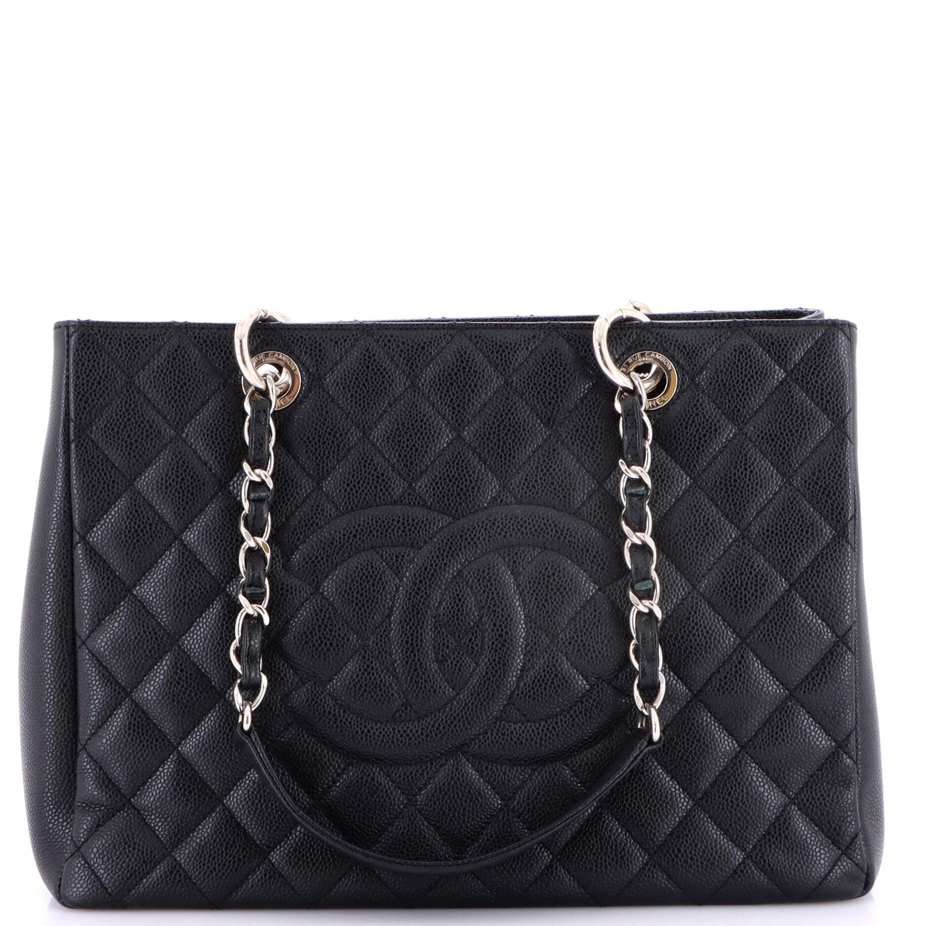 Grand Shopping Tote Quilted Caviar