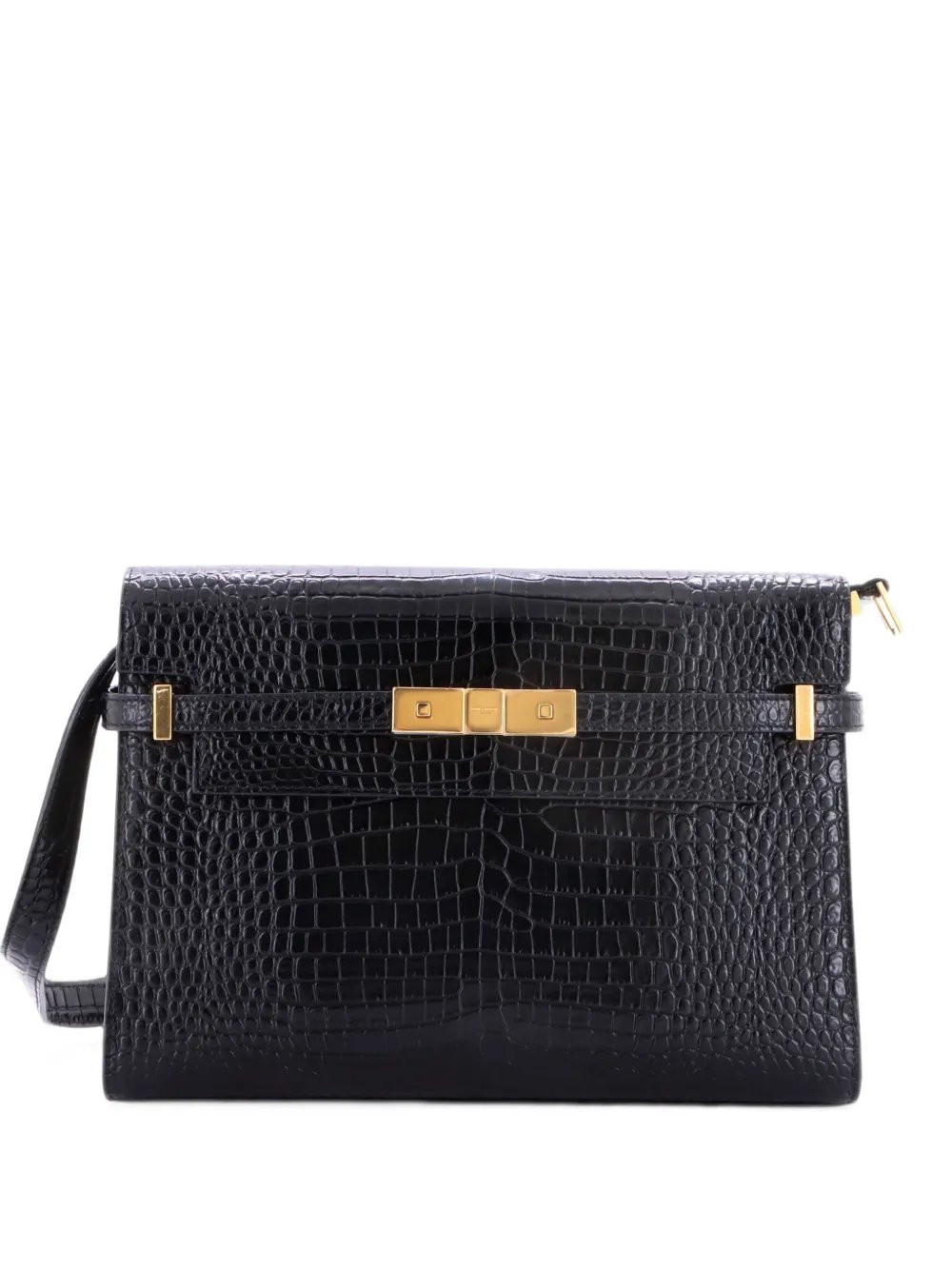 Manhattan Crocodile Embossed Leather Medium shoulder bag