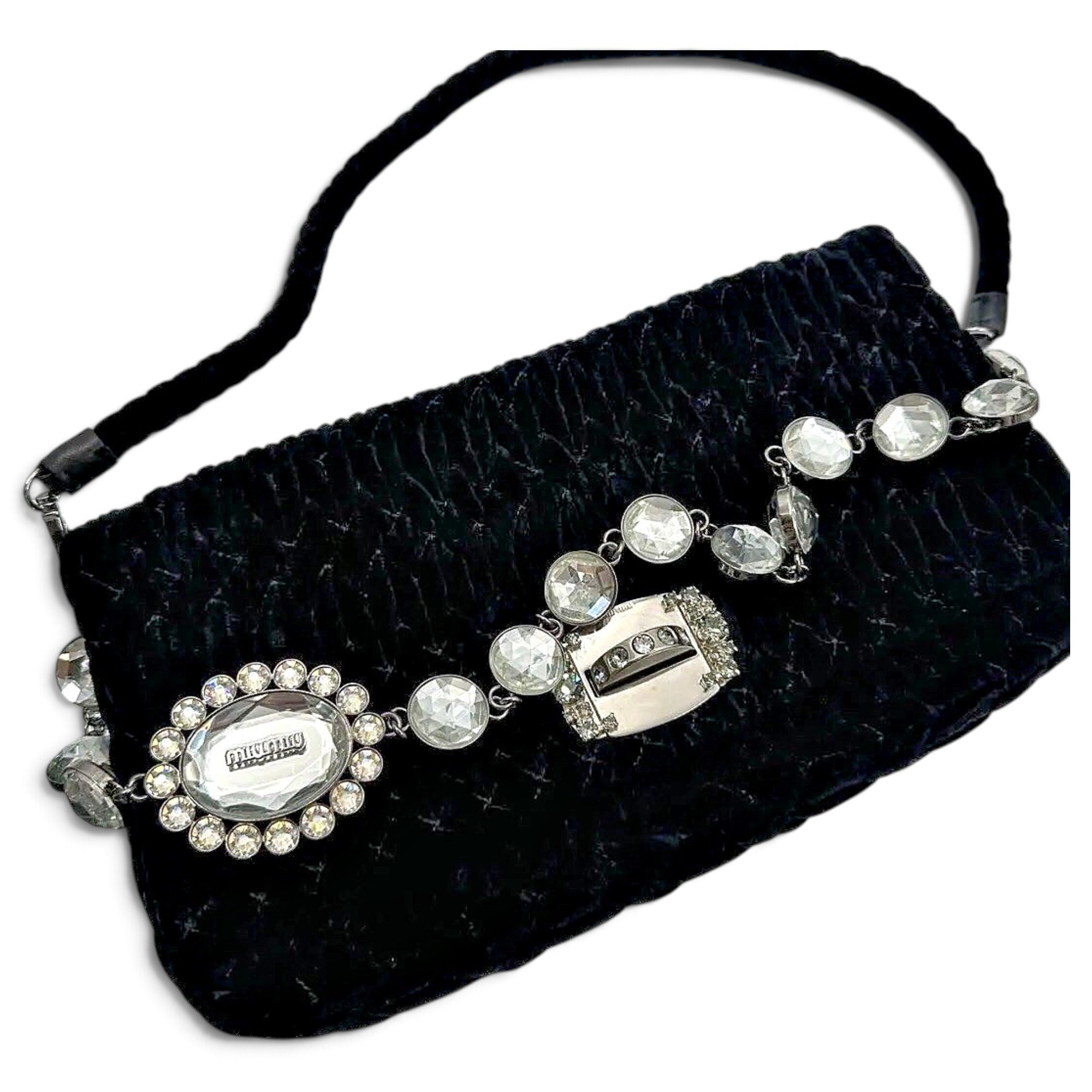 Miu Crystal velvet handbag