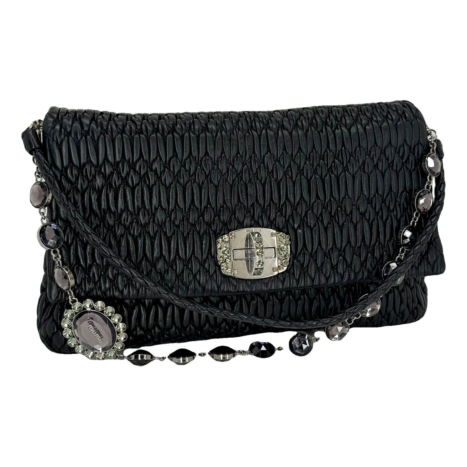 Miu Crystal leather handbag