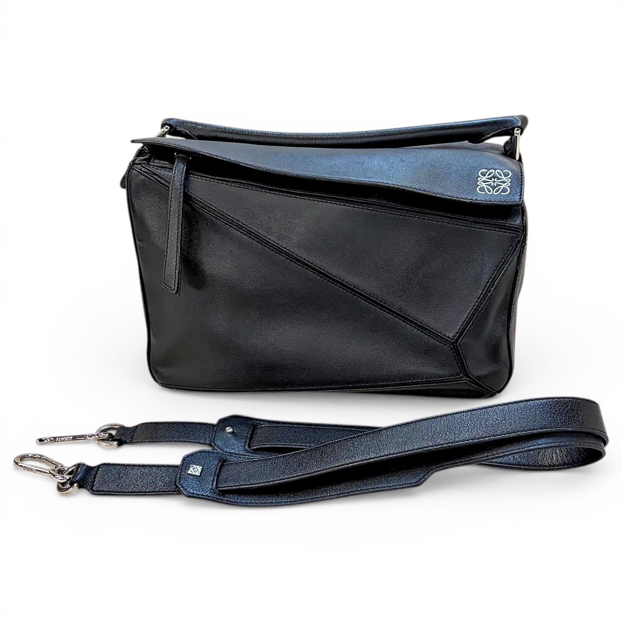 Puzzle leather handbag