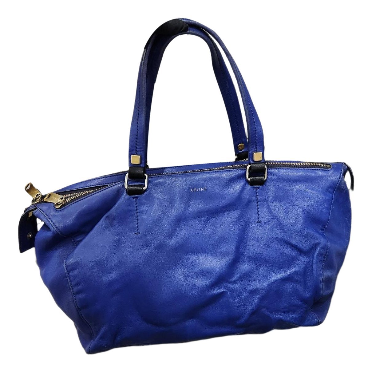 Gusset leather handbag