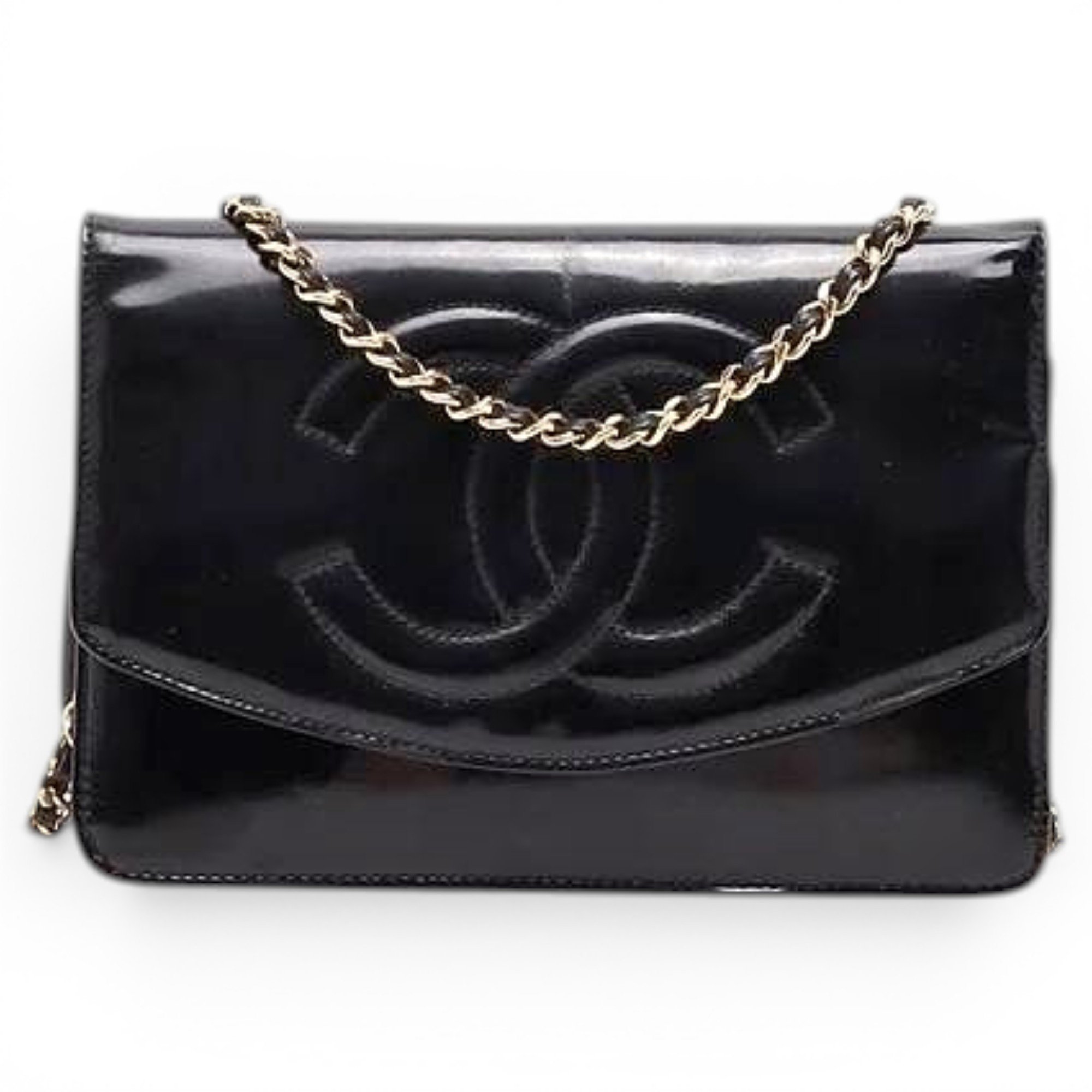 Wallet On Chain patent leather crossbody bag