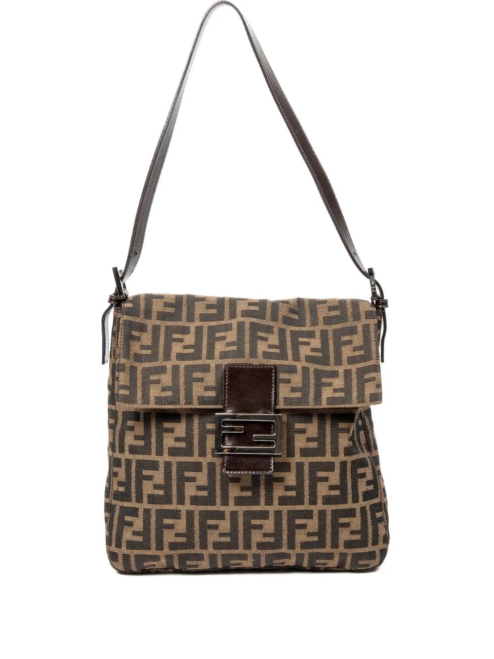 FF-pattern flap shoulder bag