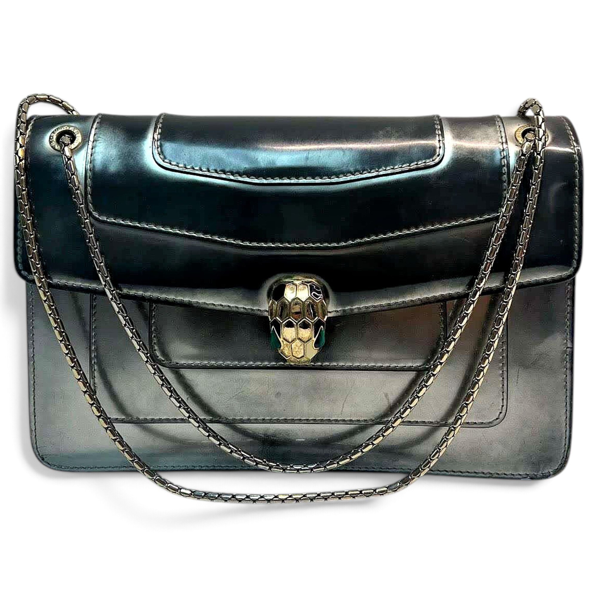 Serpenti patent leather handbag