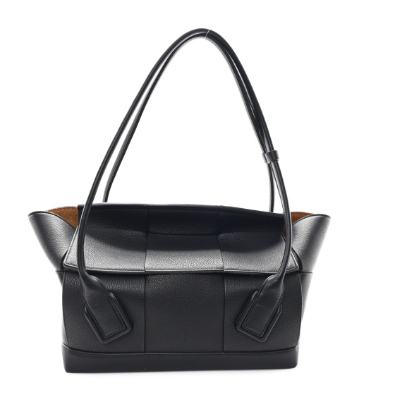 Bottega Veneta Grained Calfskin Maxi Intrecciato Medium Arco Black