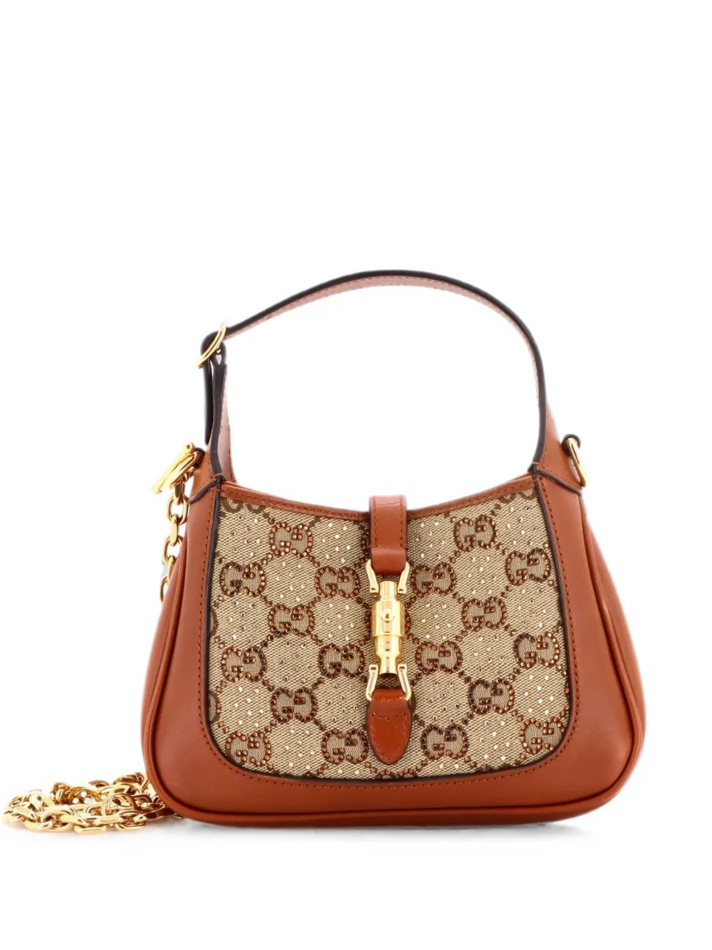 Jackie 1961 Chain Crystal Embellished GG Canvas Mini hobo bag