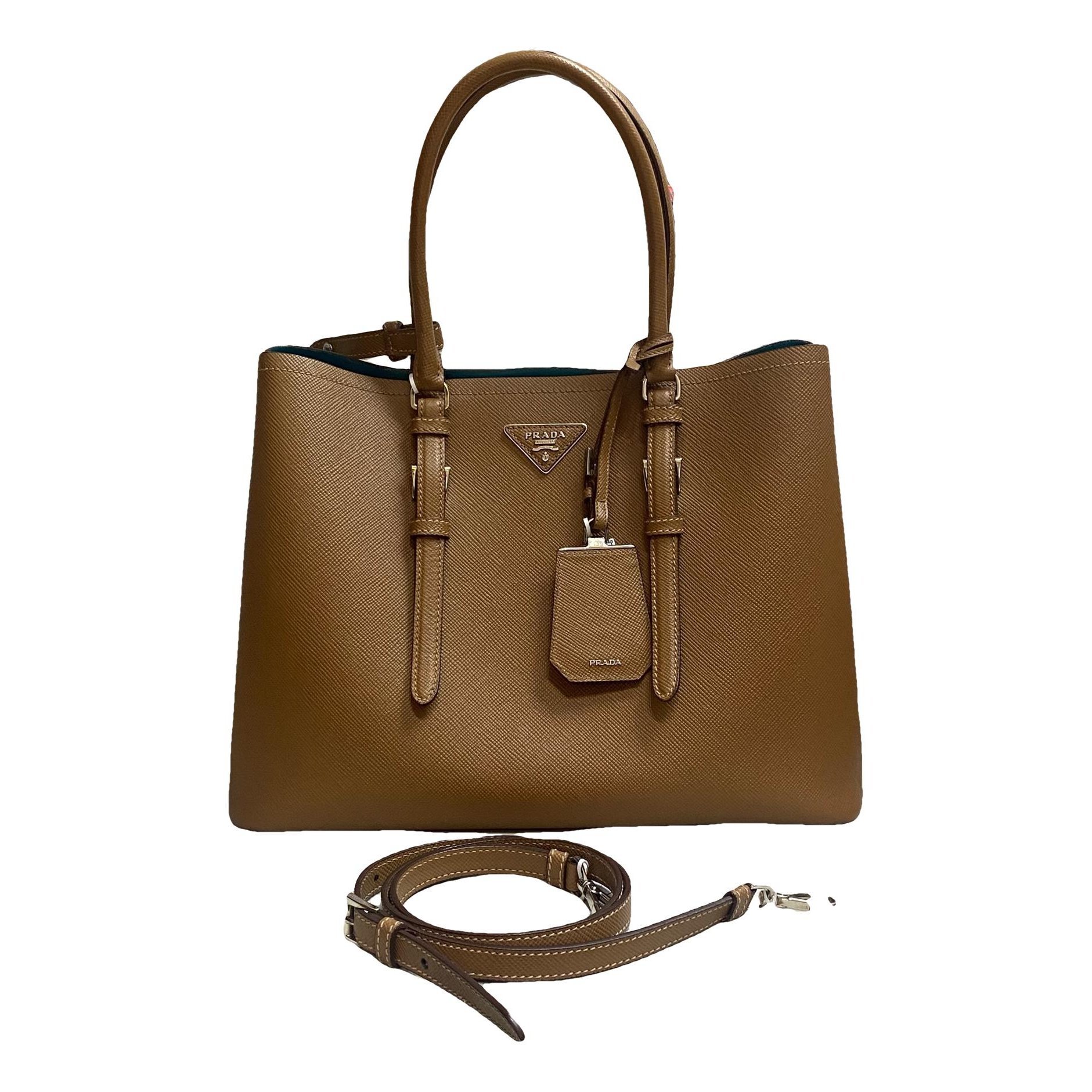 Double leather handbag