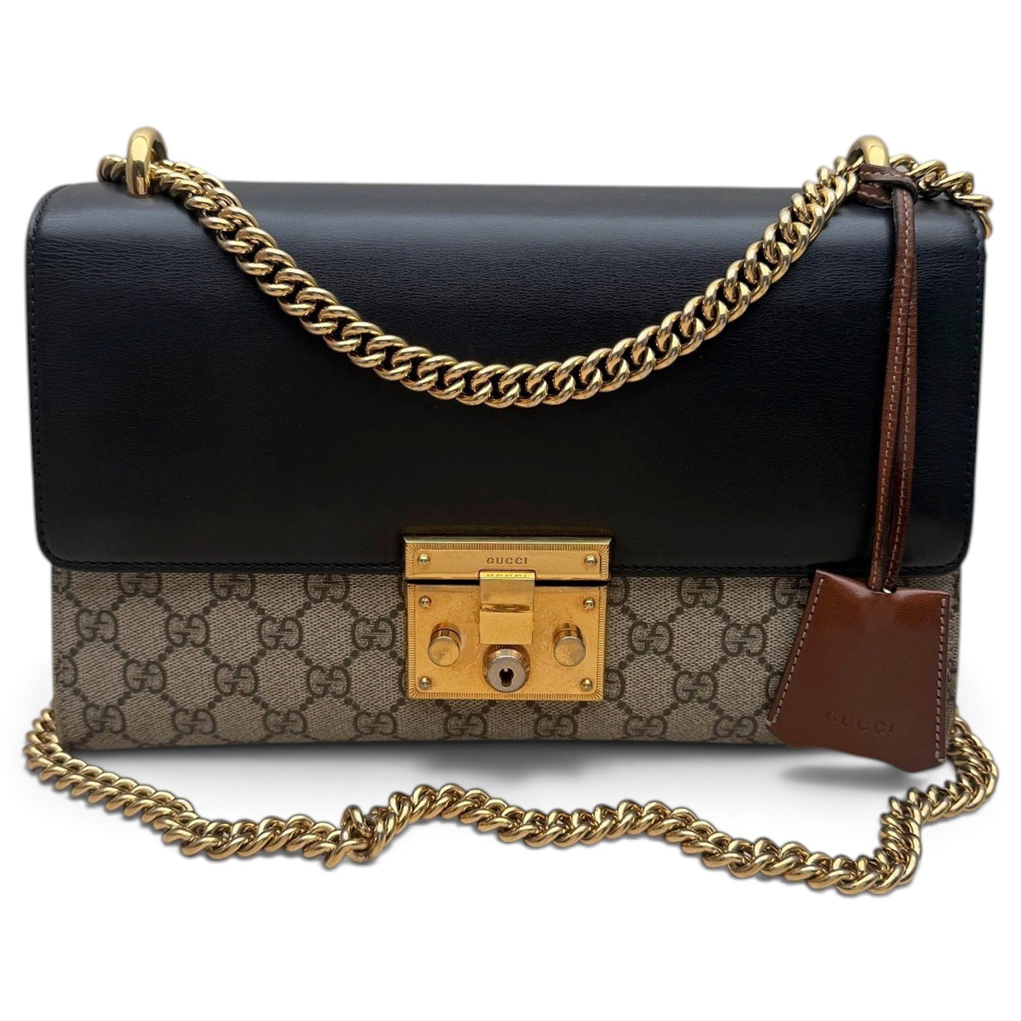 Padlock leather handbag