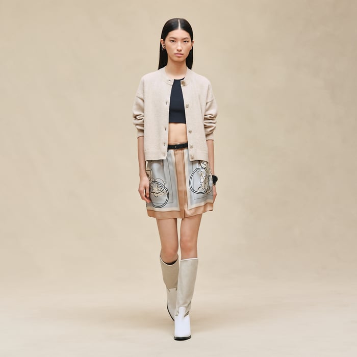 Beige Naturel Cashmere Long-sleeve Cardigan