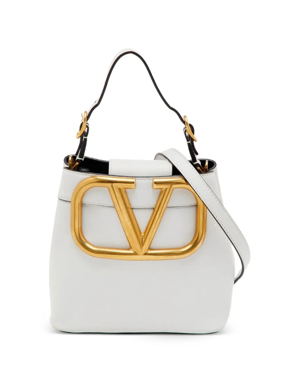 VLogo leather top handle bag