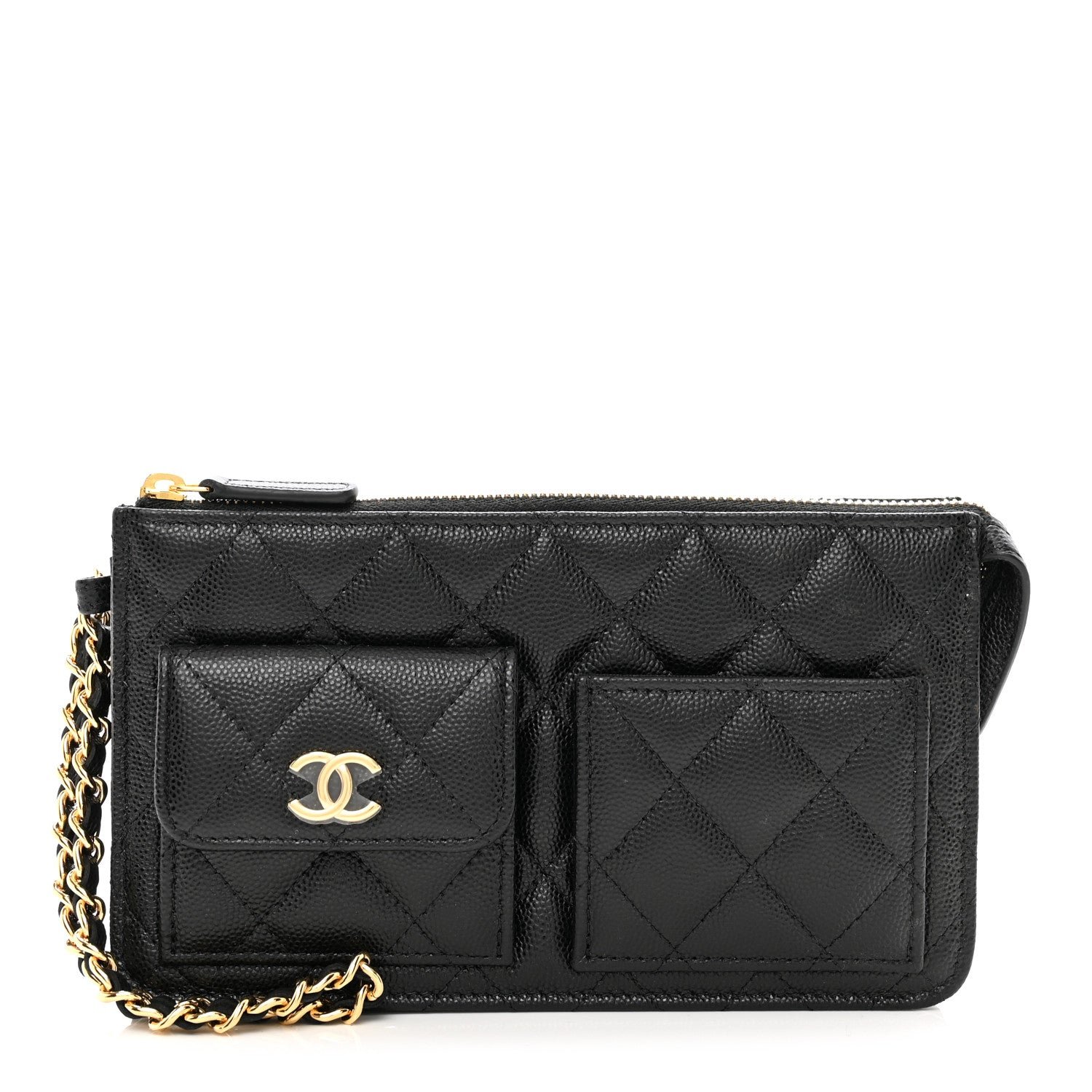 Chanel Caviar Quilted Polly Pocket Pouch Black