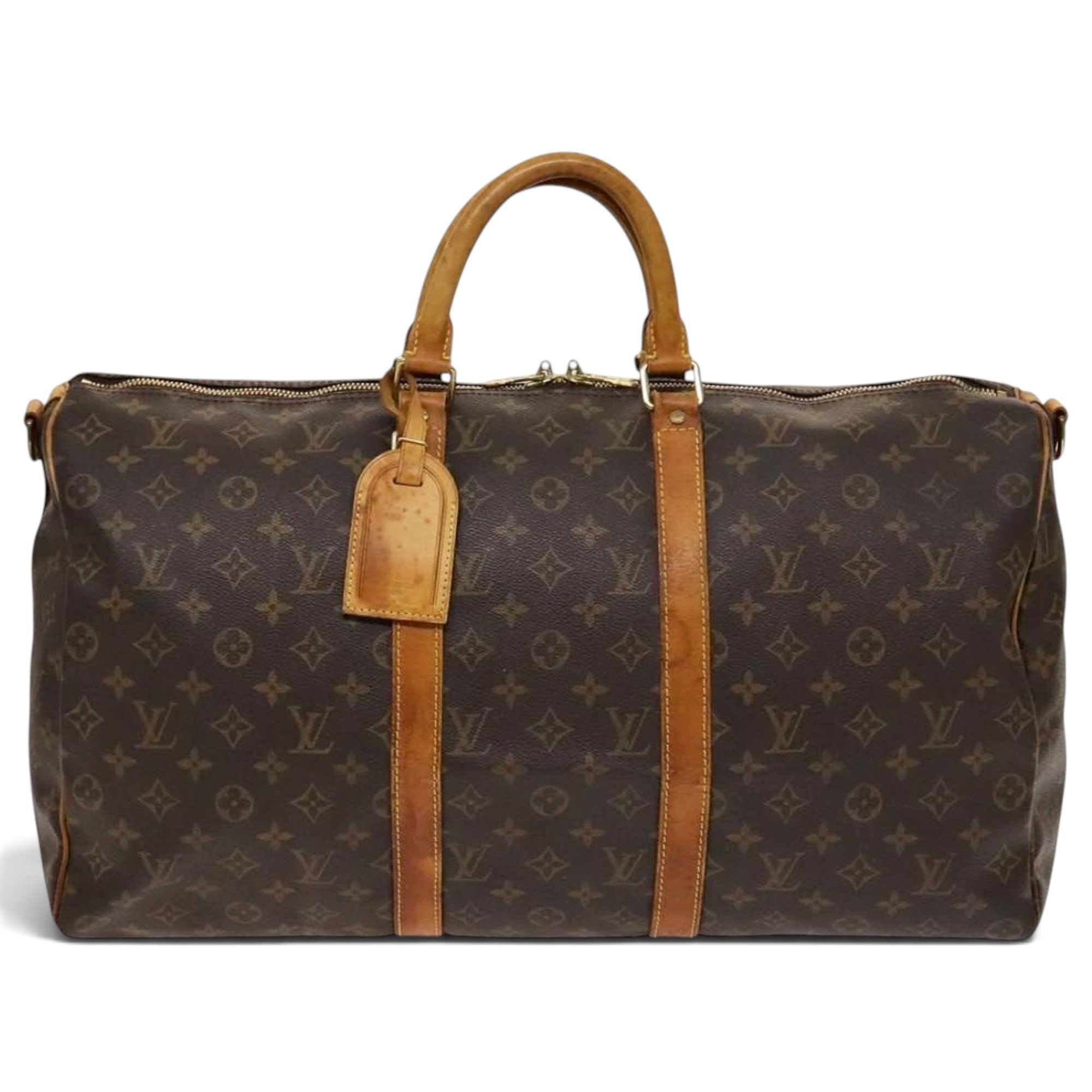 Louis Vuitton Keepall leather travel bag
