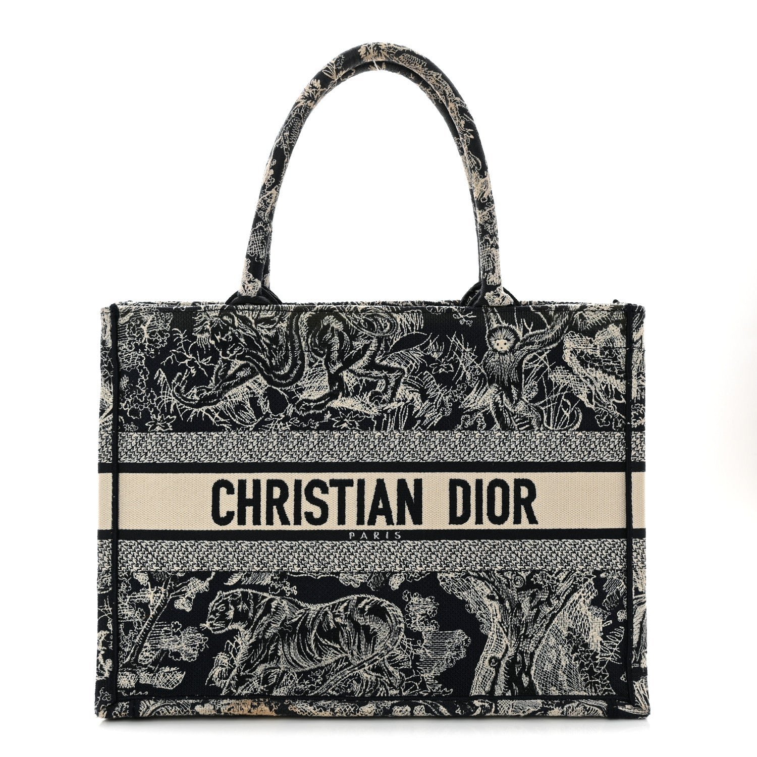 Christian Dior Canvas Embroidered Medium Dioriviera Toile De Jouy Reverse Book Tote Blue