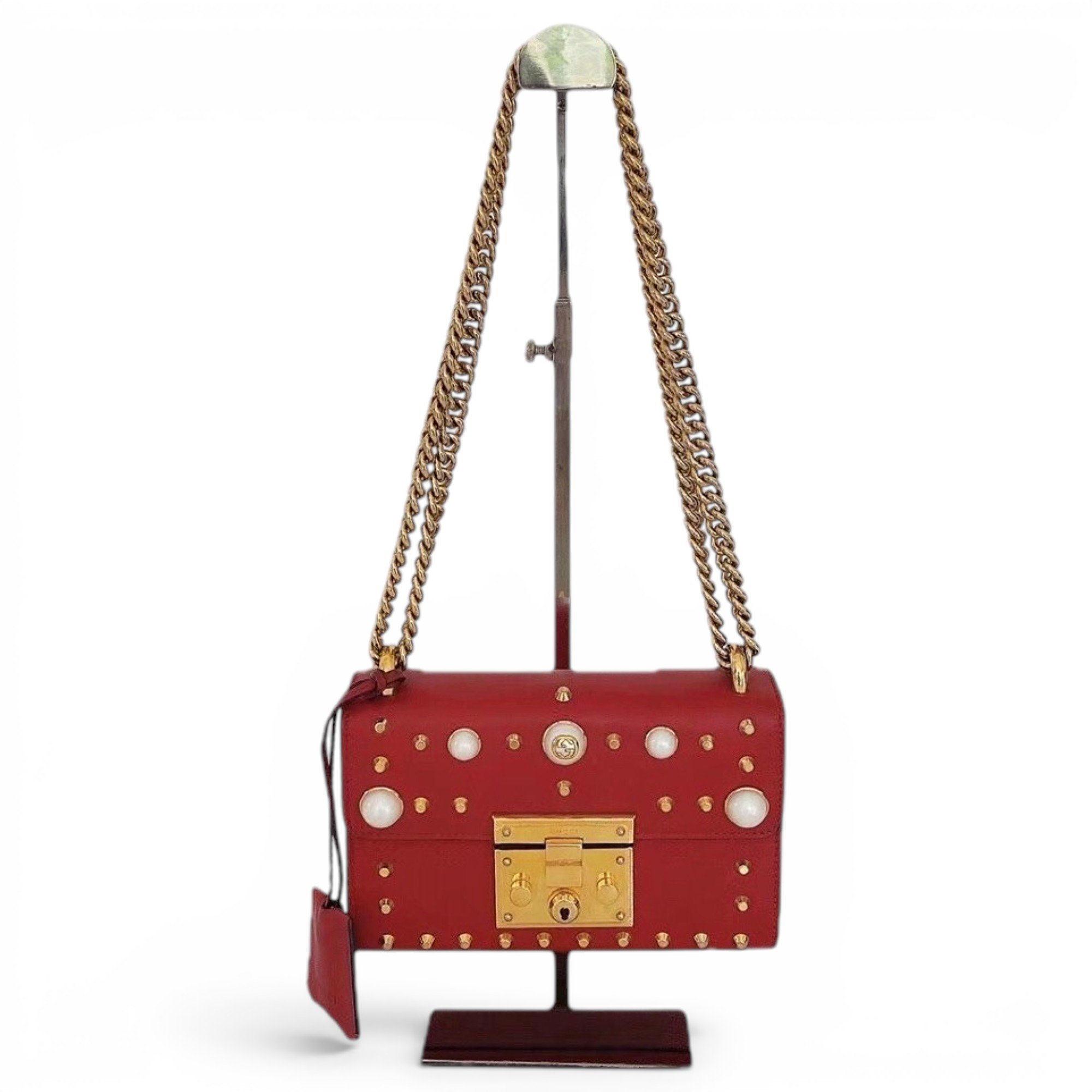 Padlock leather handbag