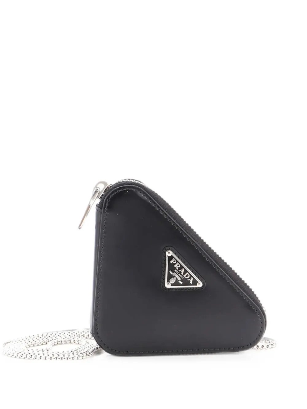 Triangle Pouch Bag with Chain Brushed Leather Mini crossbody bag