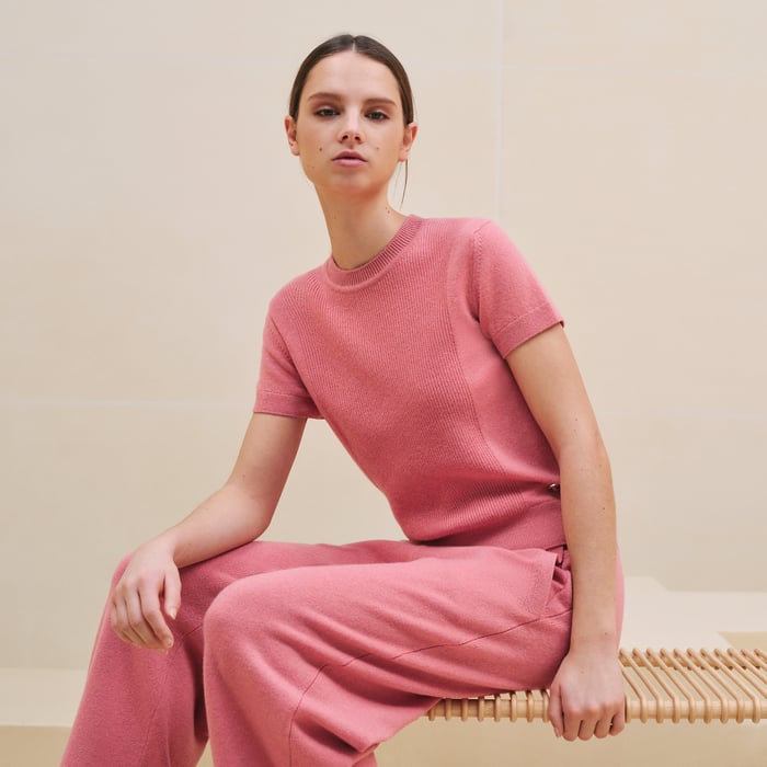 Rose Incarnat Cashmere Short-sleeve Sweater