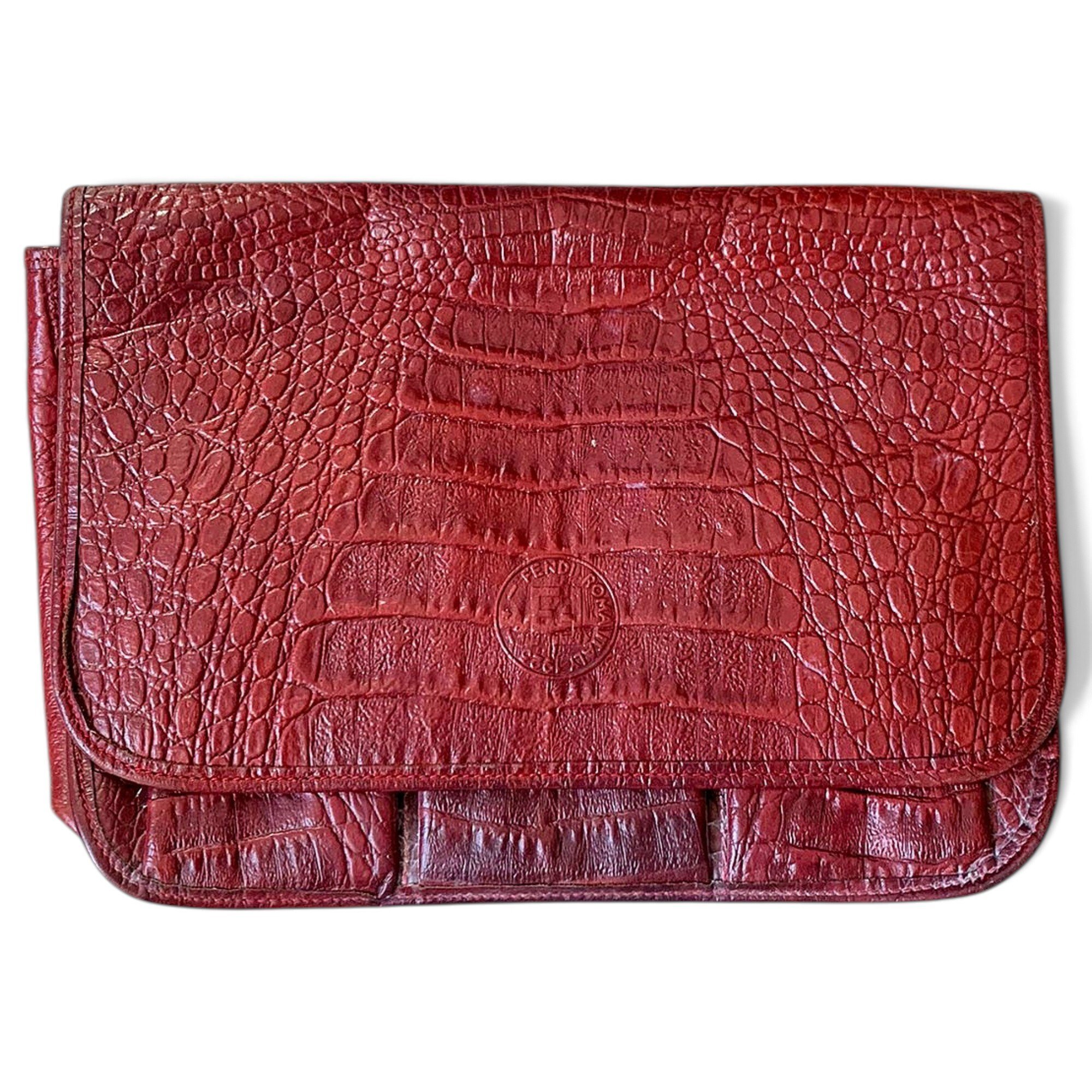 Upside Down leather clutch bag