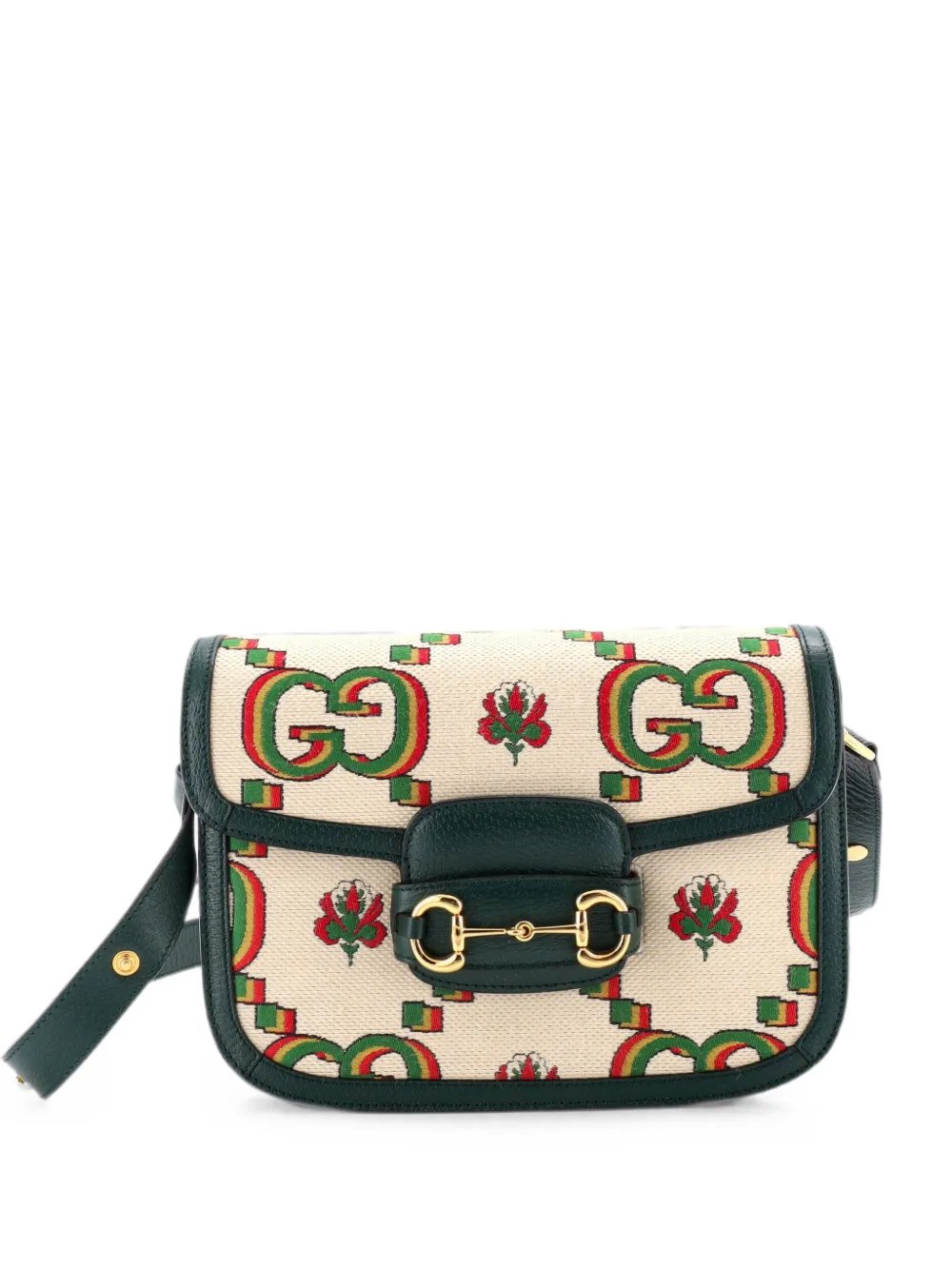 Horsebit 1955 GG Print Jacquard Small shoulder bag