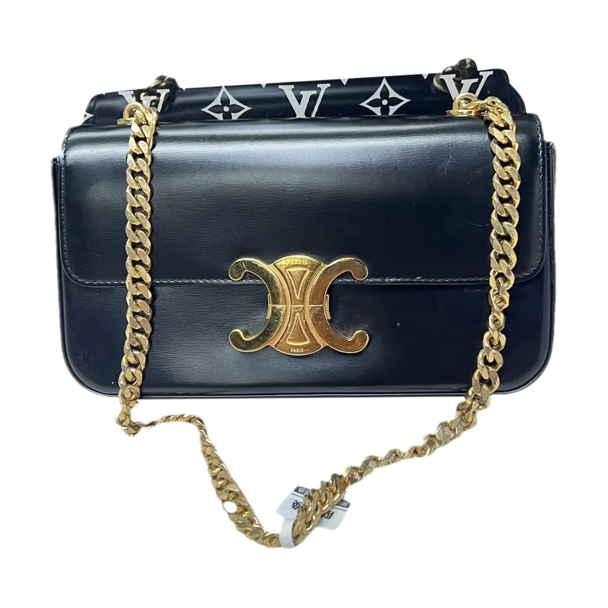 Triomphe chain leather handbag