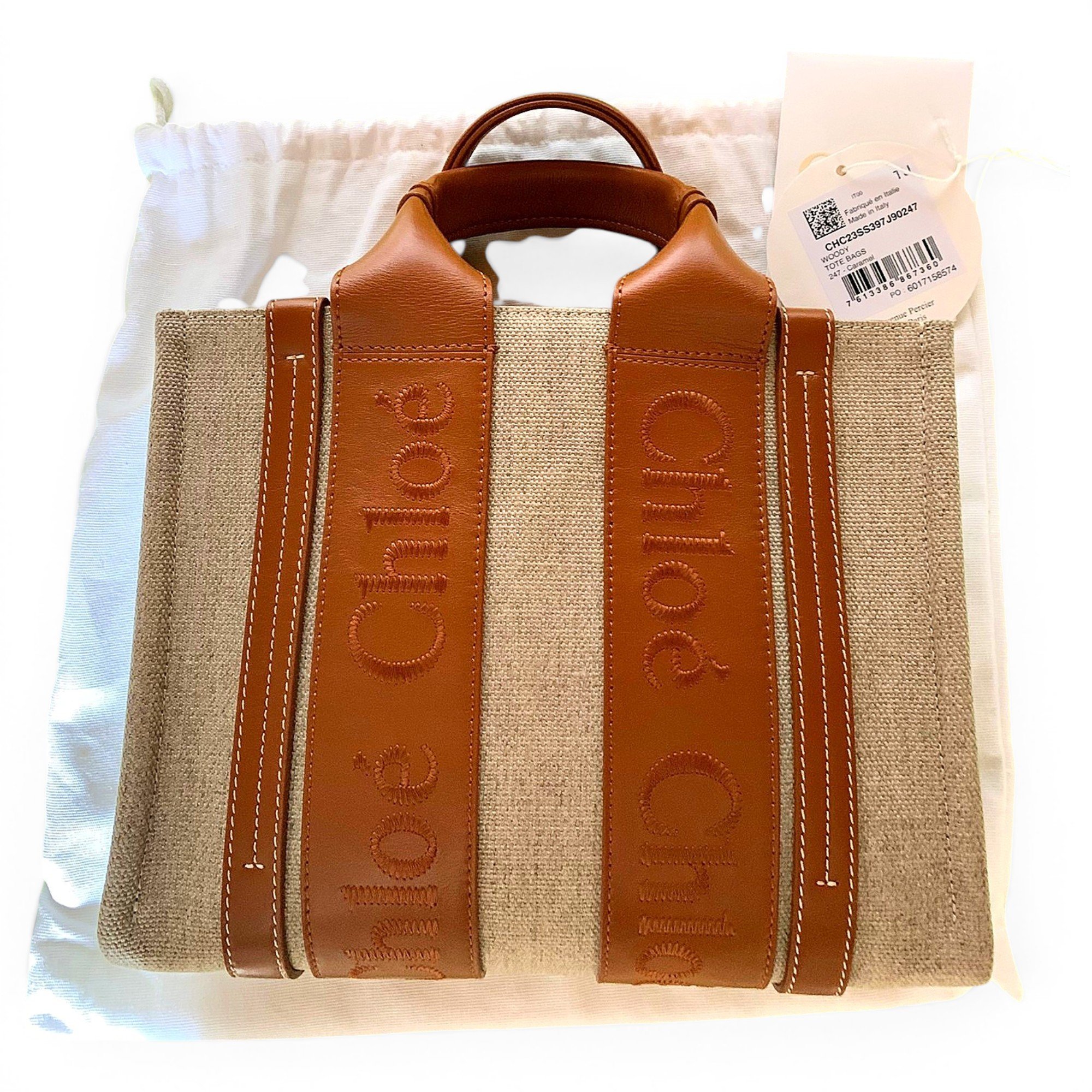 Woody leather tote