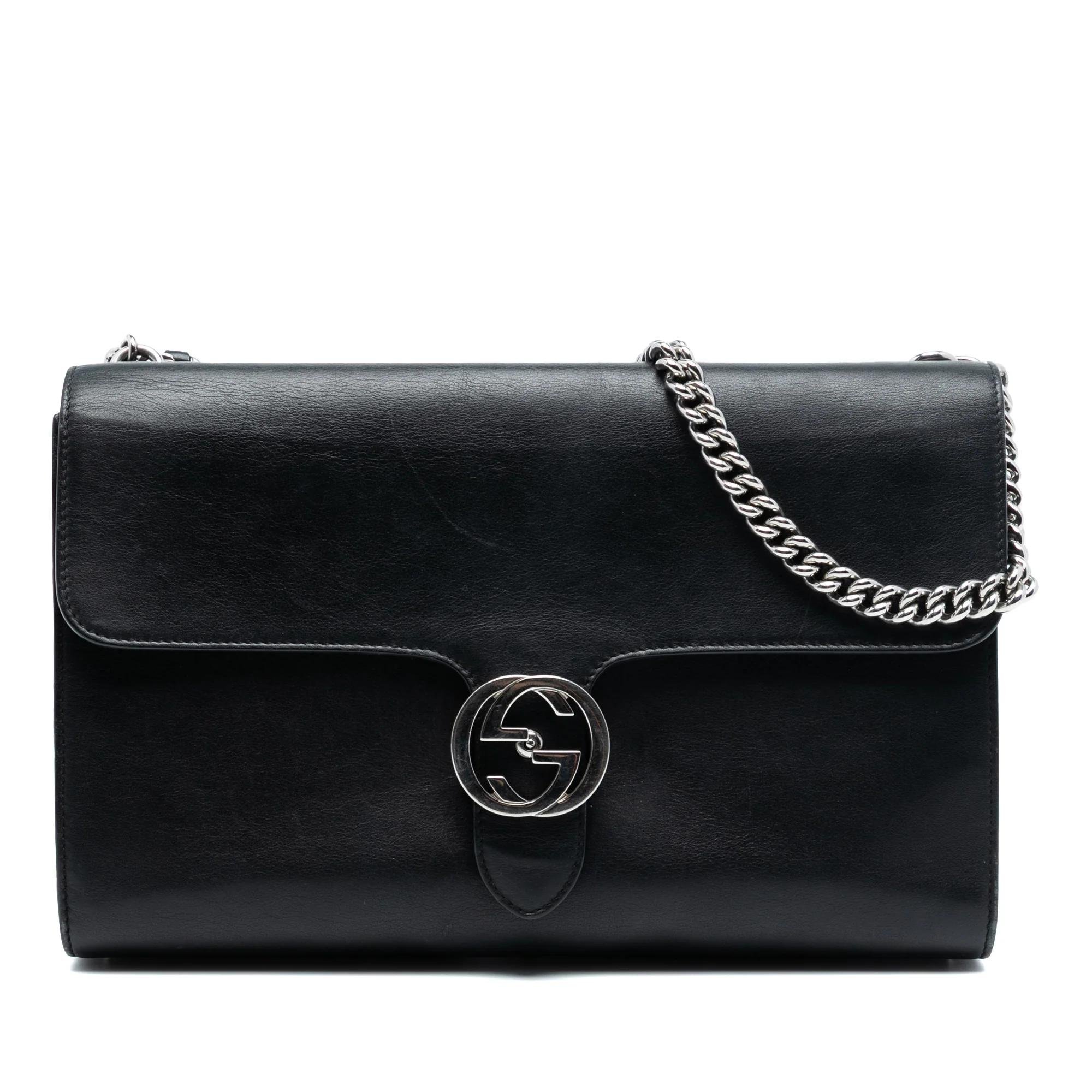 Interlocking leather crossbody bag