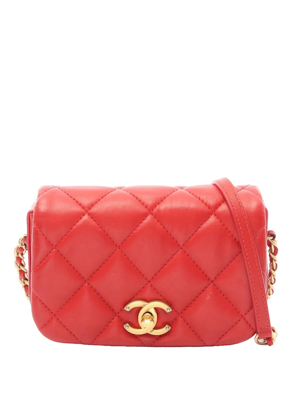 2019 Mini CC Quilted Lambskin Clutch with Pearl Chain satchel