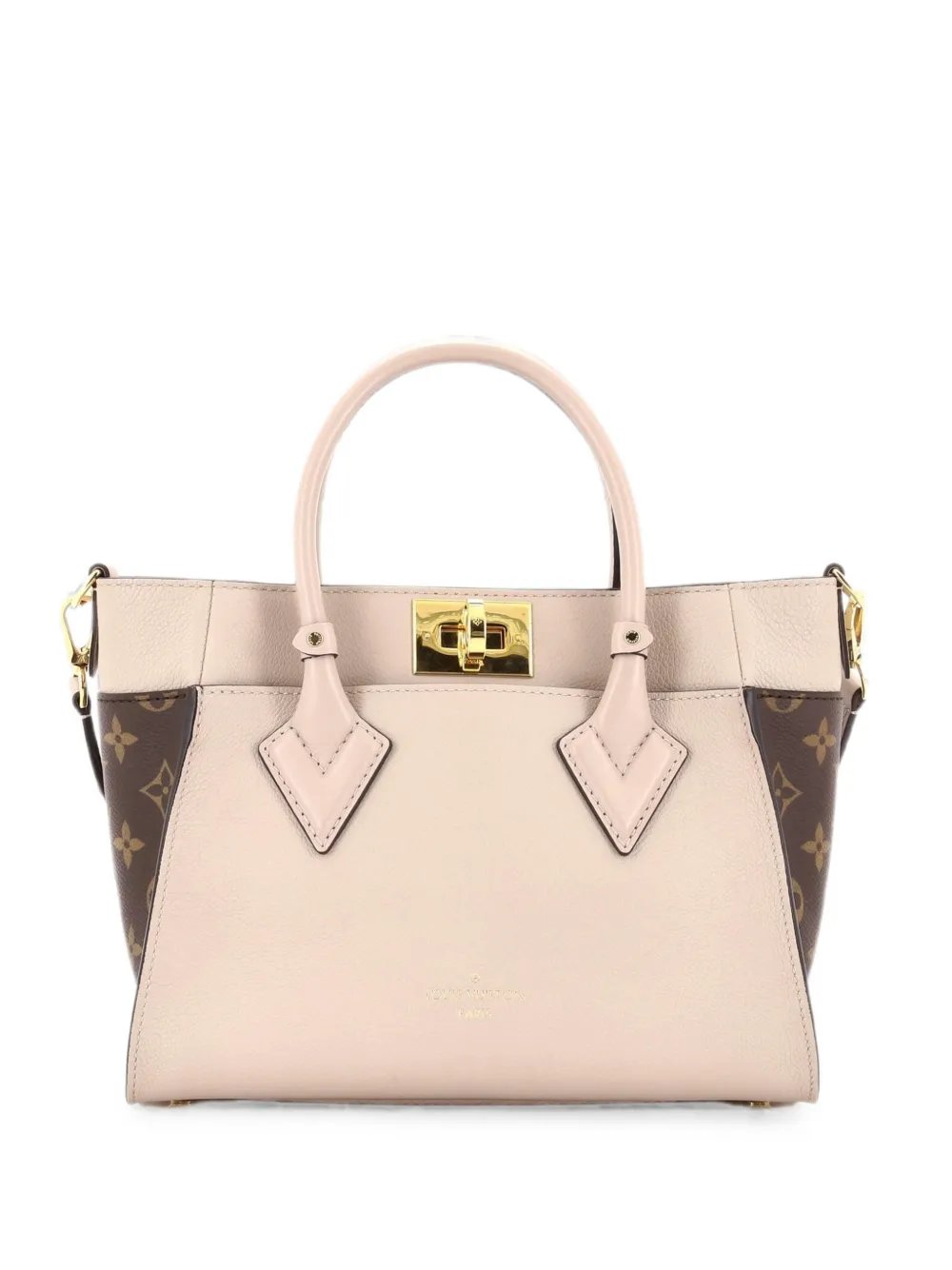 On My Side Tote Leather with Monogram Canvas PM shoulder bag