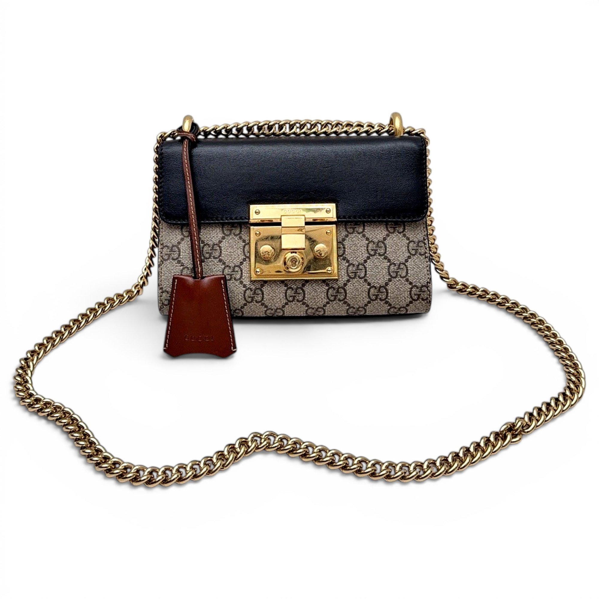 Padlock leather handbag