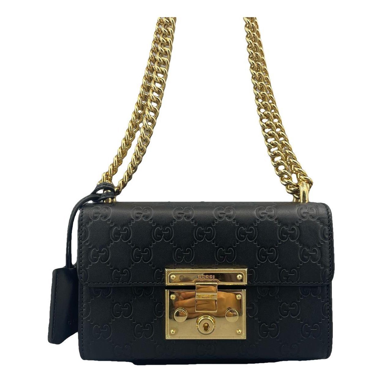 Padlock leather handbag