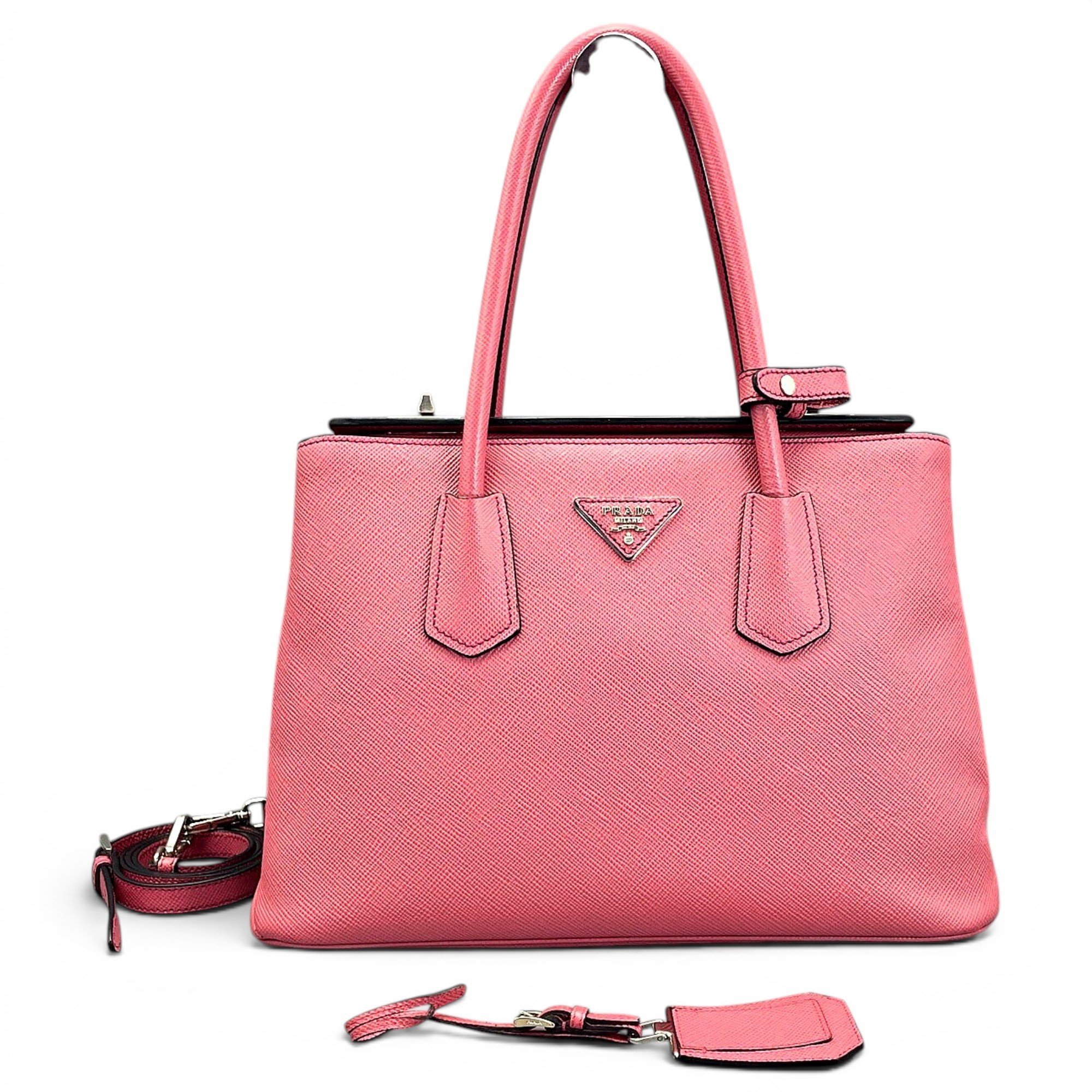 Double leather handbag
