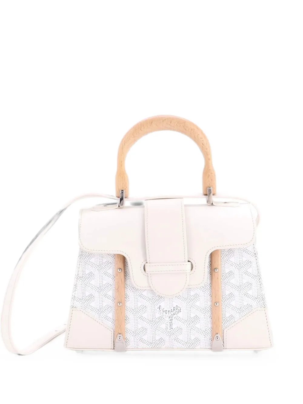 Structured Saigon Top Handle Bag Coated Canvas with Leather Mini satchel