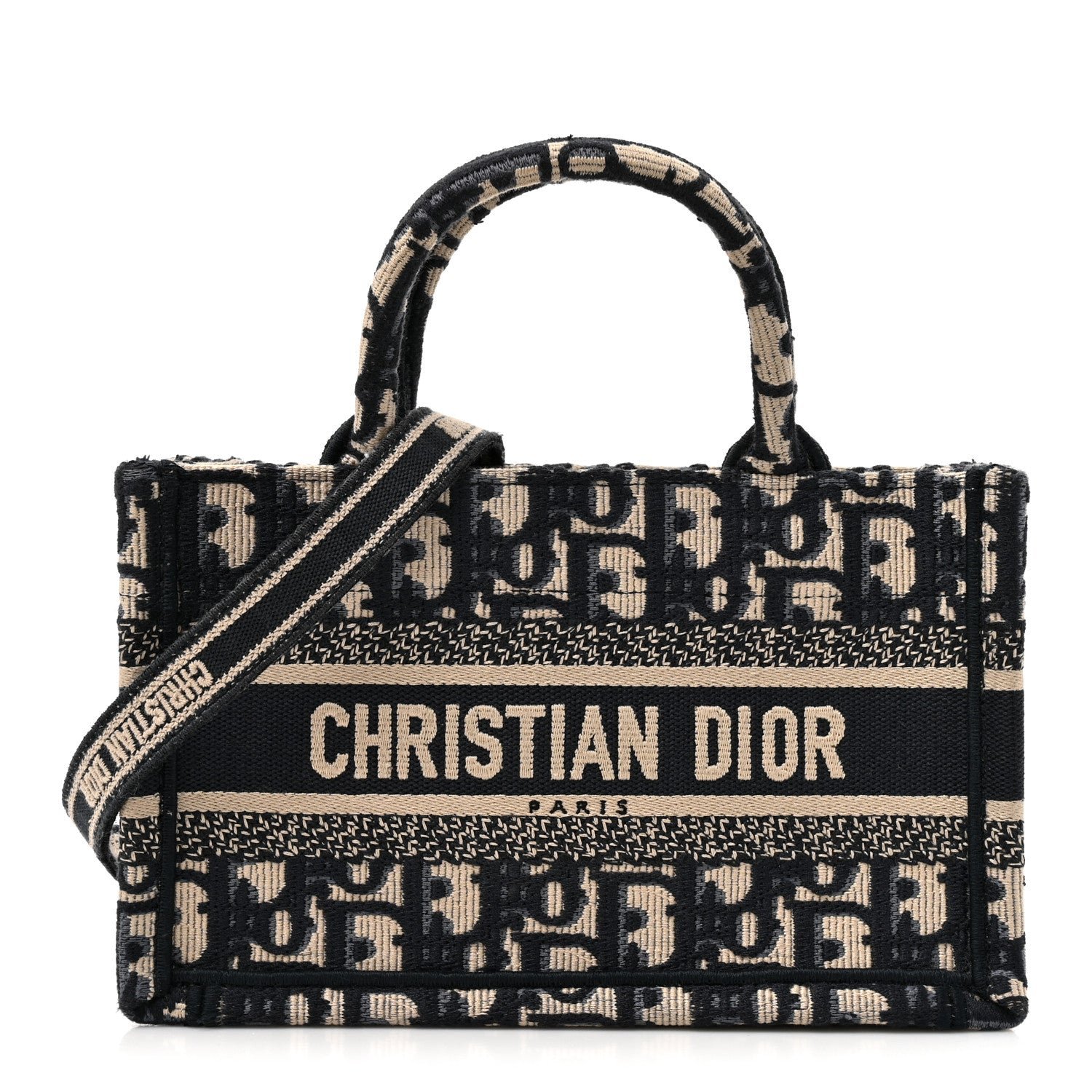 Christian Dior Oblique Mini Book Tote With Strap Blue Multicolor