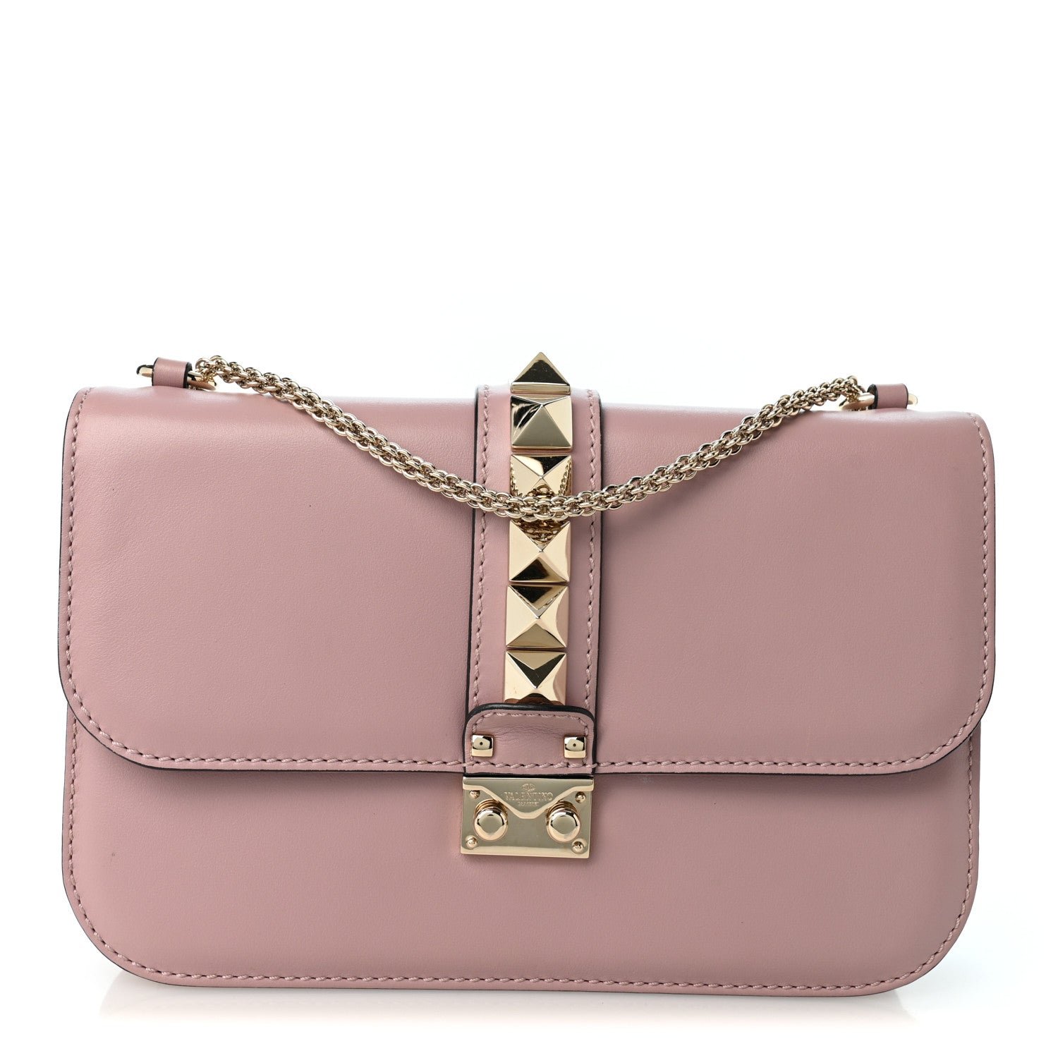 Valentino Garavani Valentino Garavani Vitello Medium Glam Lock Rockstud Flap Lipstick