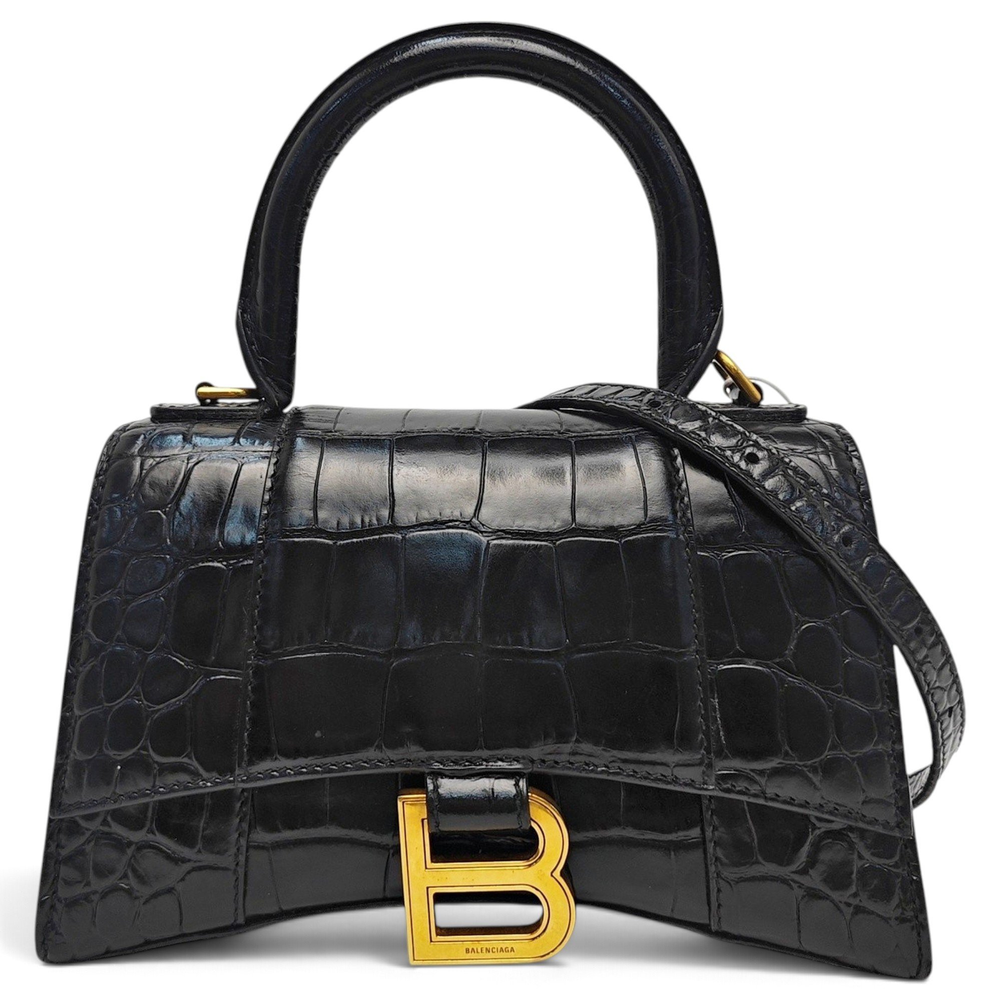 Hourglass leather handbag