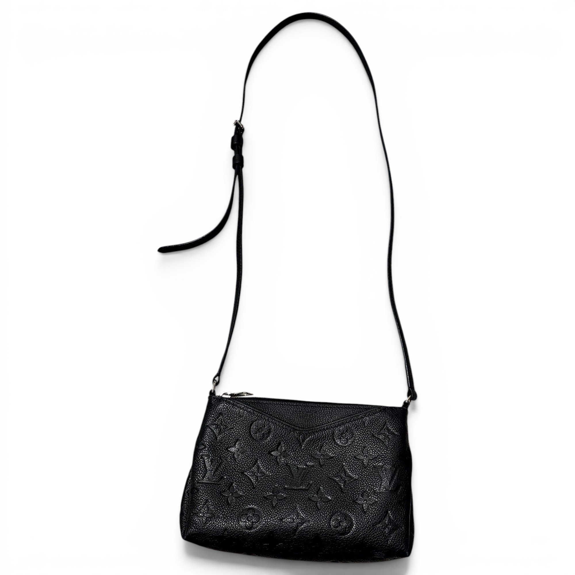 Double zip leather crossbody bag