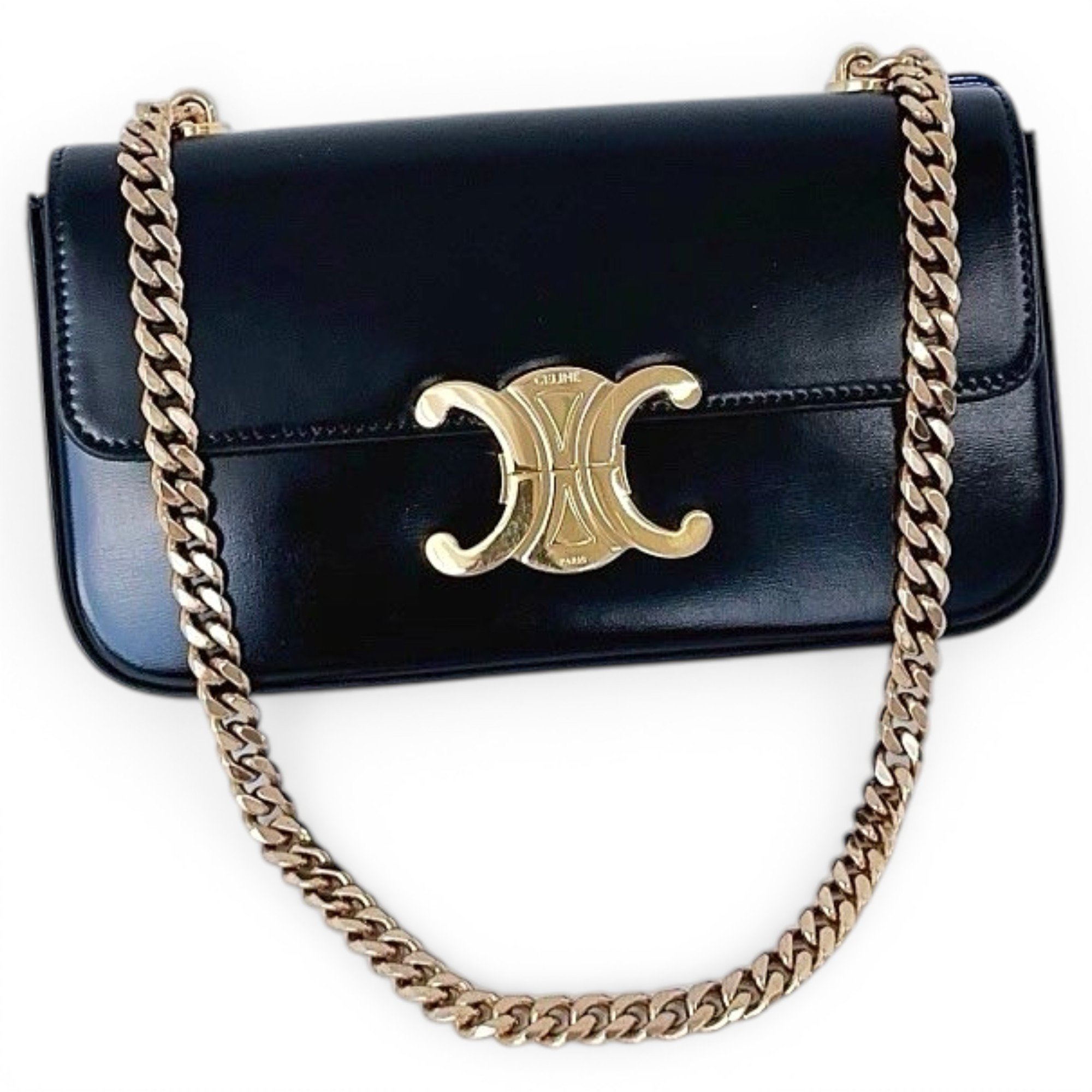 Triomphe chain leather handbag