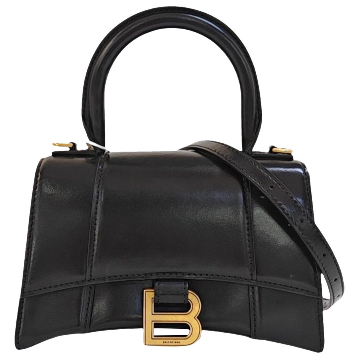 Hourglass leather handbag
