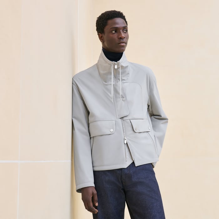 Silex Straight Cut Jacket With Leather Detail
