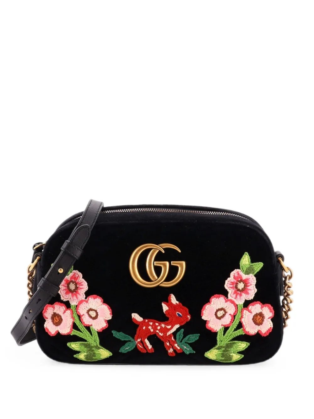 GG Marmont Camera Bag Embroidered Matelasse Velvet Small crossbody bag