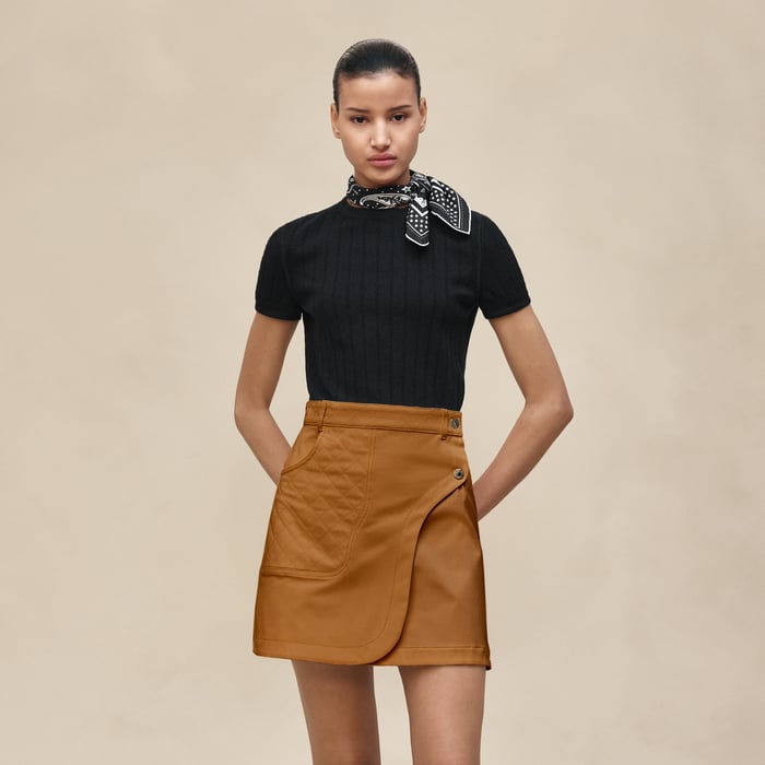 Marron Ocre Wrap Miniskirt