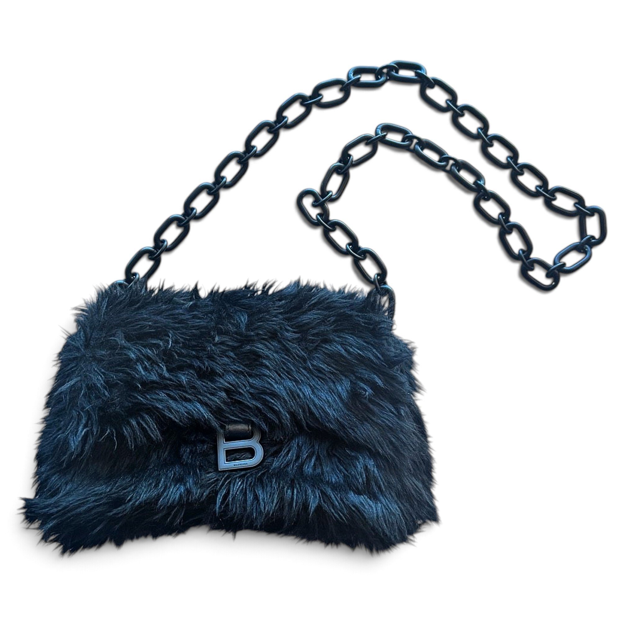 Balenciaga Hourglass faux fur handbag