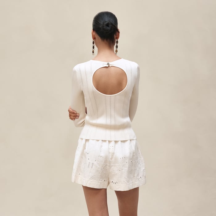 Blanc Céramique "l'Enseigne Du Sellier" Long-sleeve Sweater