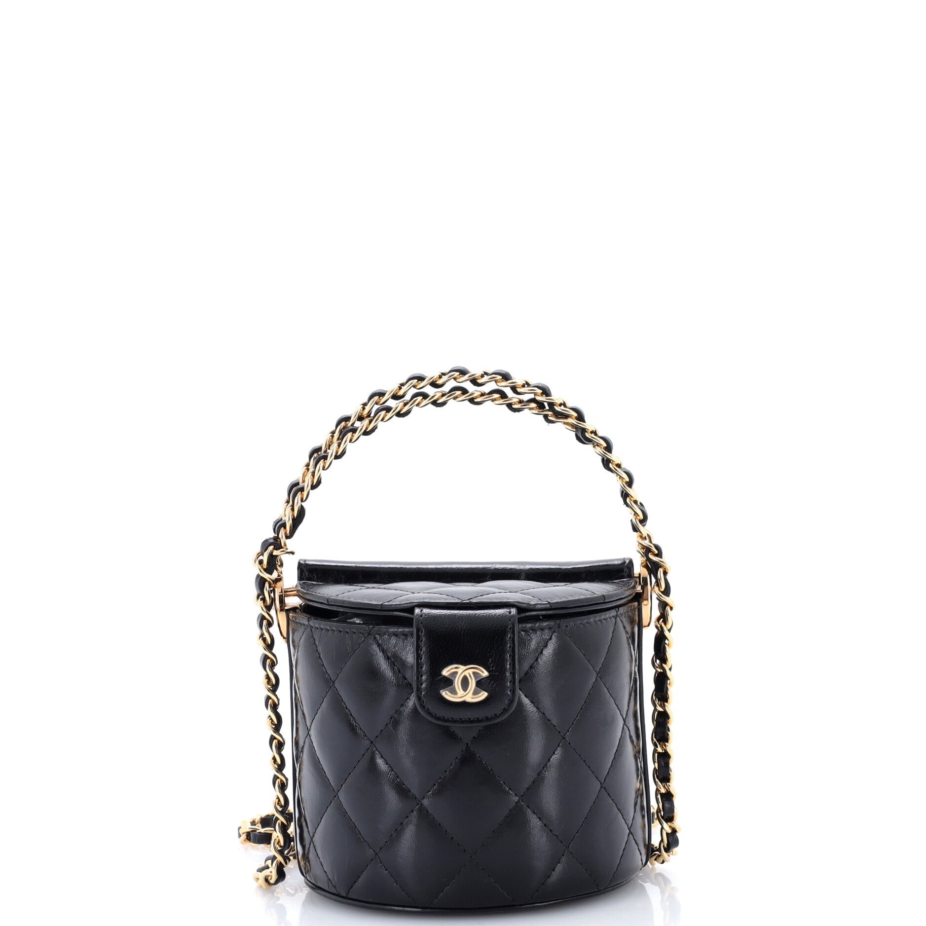 Double Sided Top Handle Vanity Bag Quilted Lambskin Mini