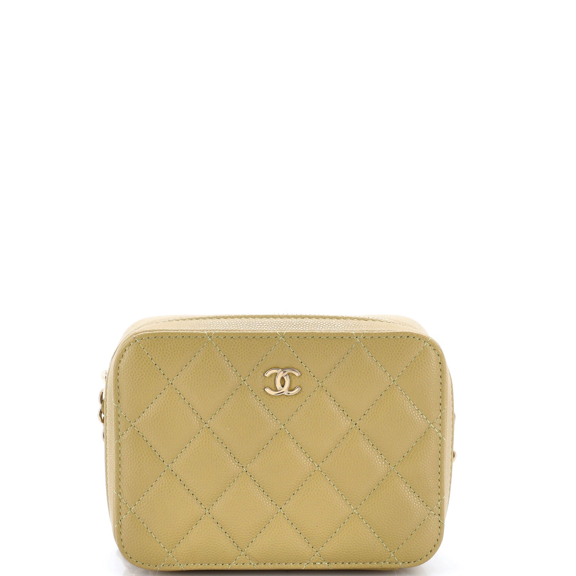 Square CC Chain Camera Bag Quilted Caviar Mini