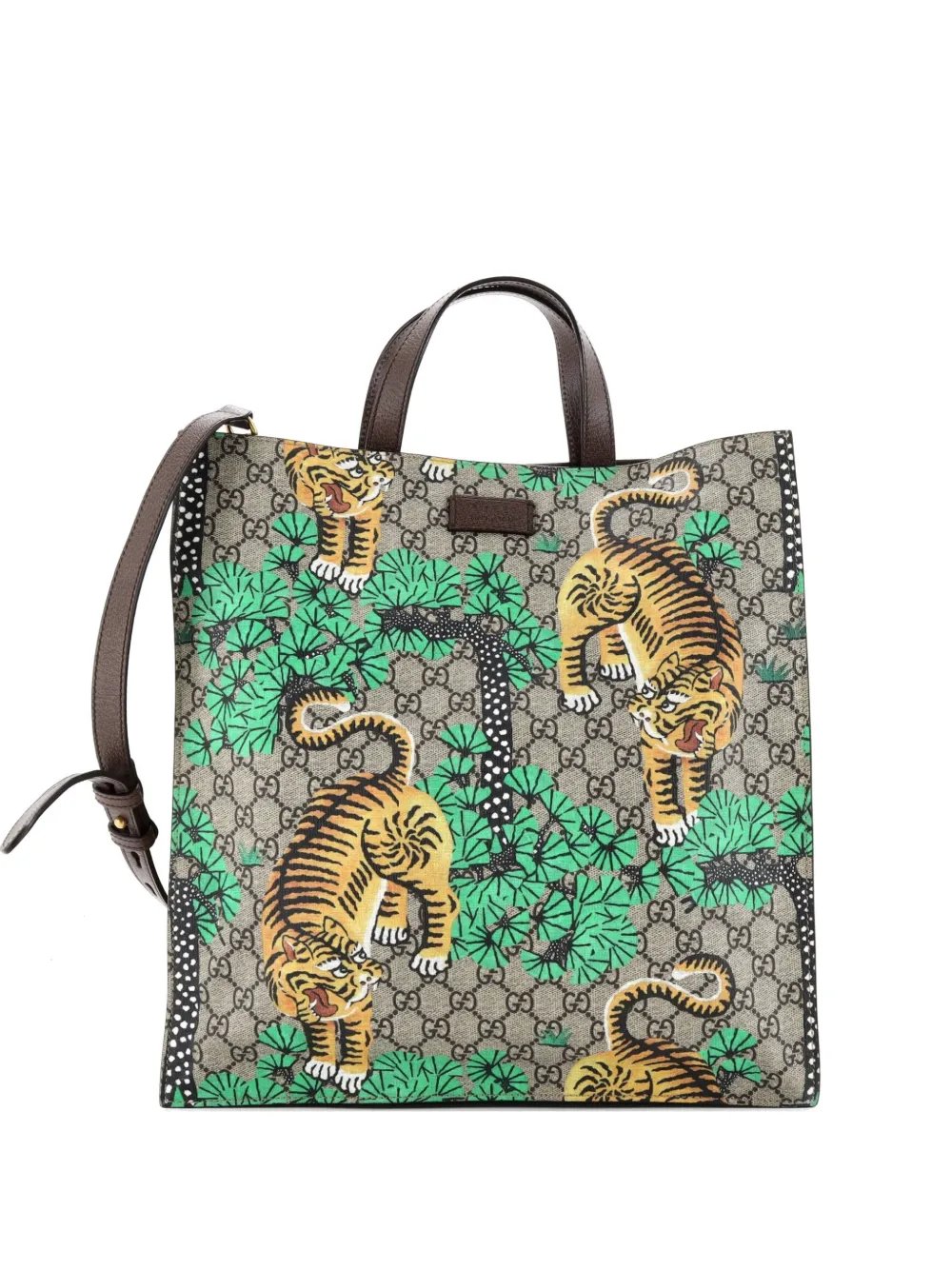 Convertible Soft Open Tote Bengal Print GG Coated Canvas Tall shoulder bag