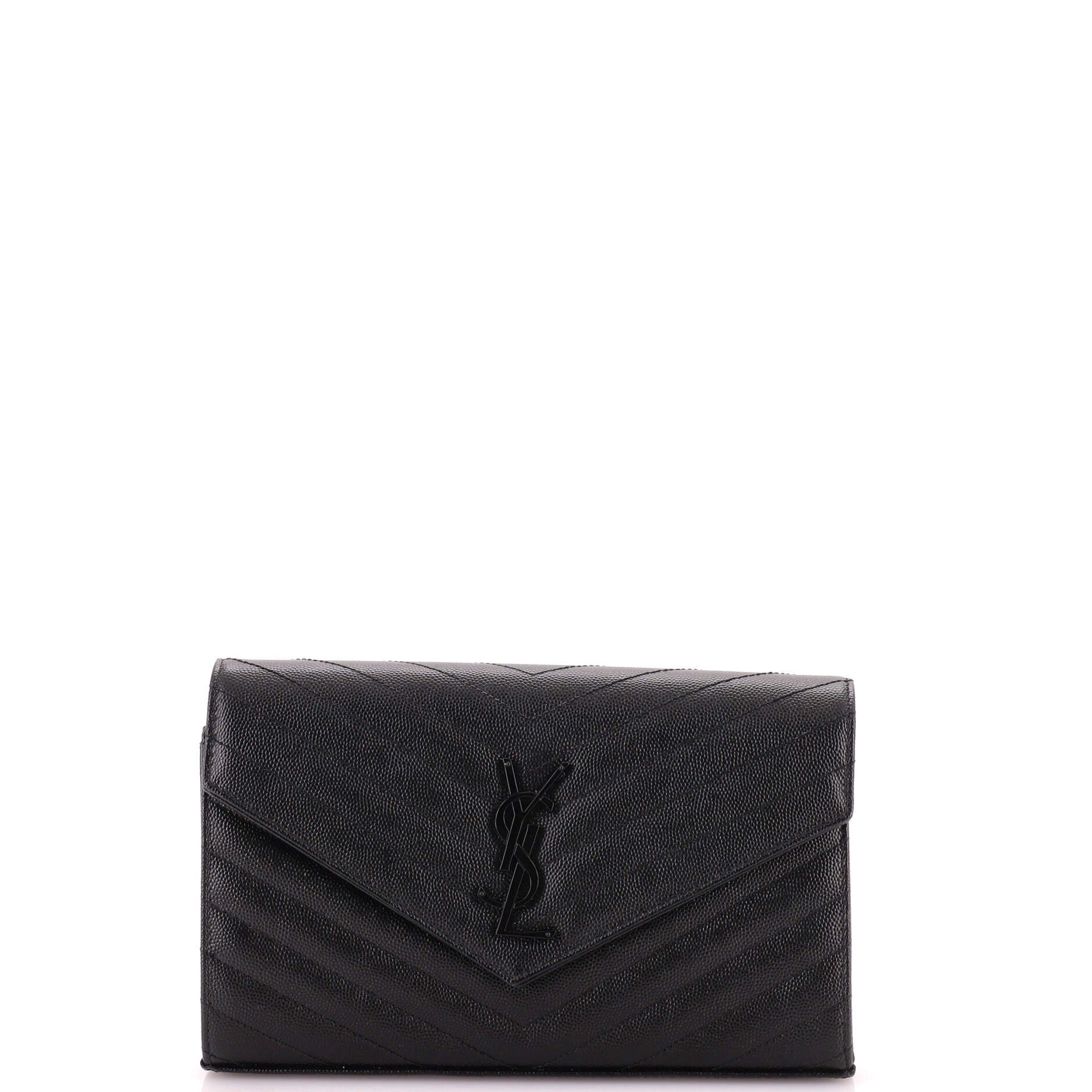 Classic Monogram Wallet on Chain Matelasse Chevron Leather Medium