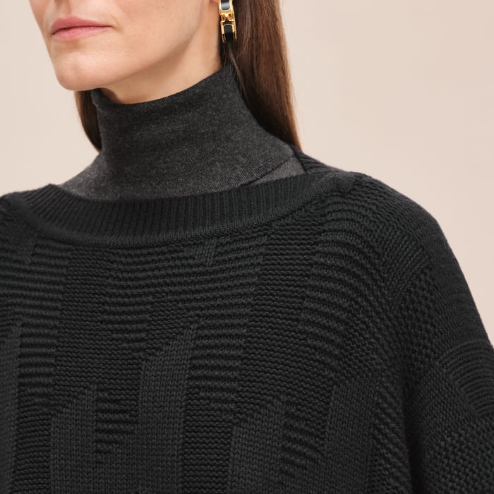 Noir "H" Rectangular Cape Poncho