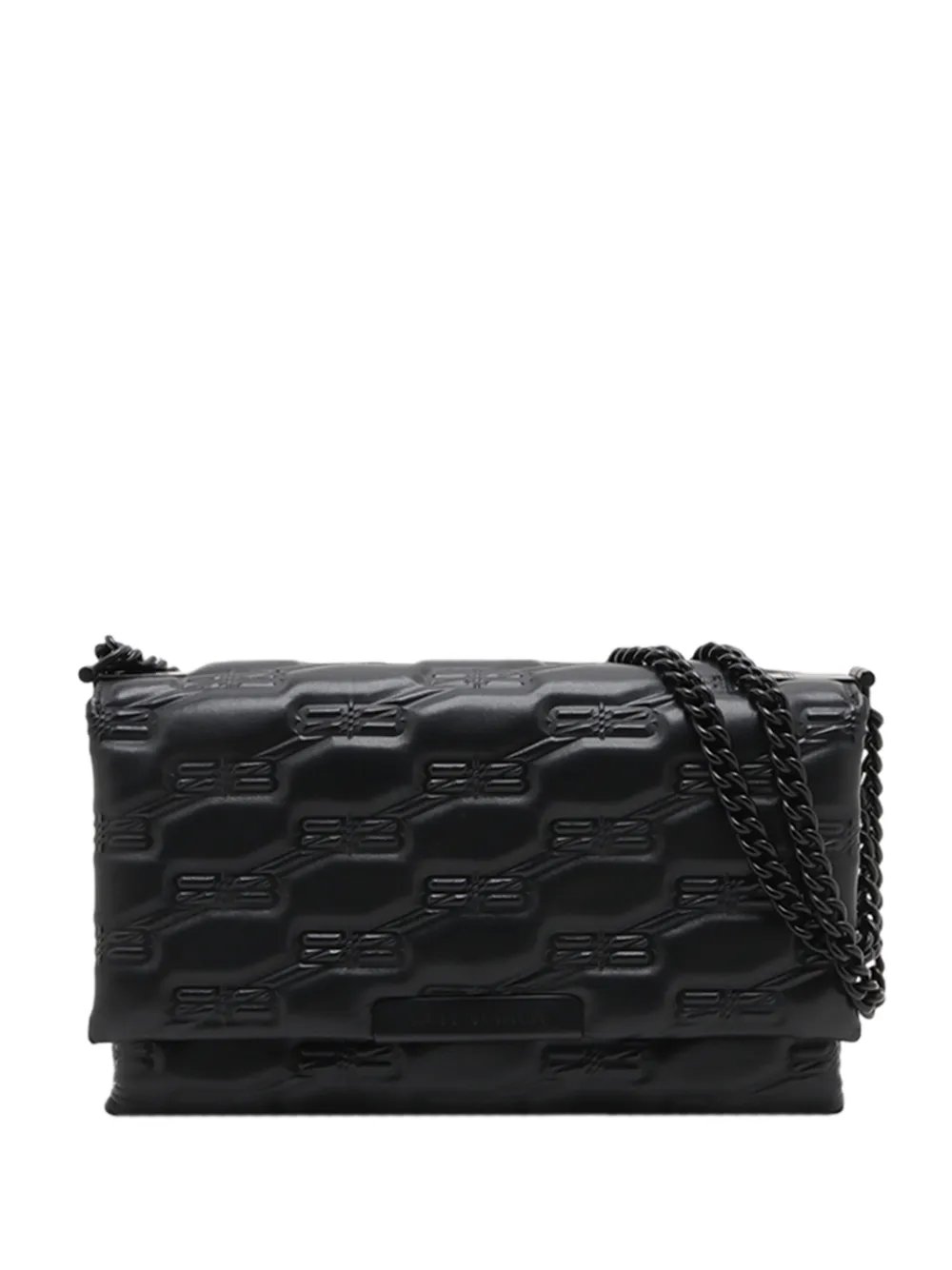 Balenciaga 2010-2026 Medium Embossed Leather BB Monogram Triplet Chain crossbody bag